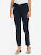 Women's Fabric Capri Trousers Slim Fit Dark Blue