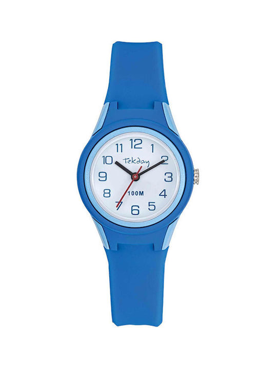 Tekday Kinder Analoguhr mit Kautschuk/Plastik Armband Blau