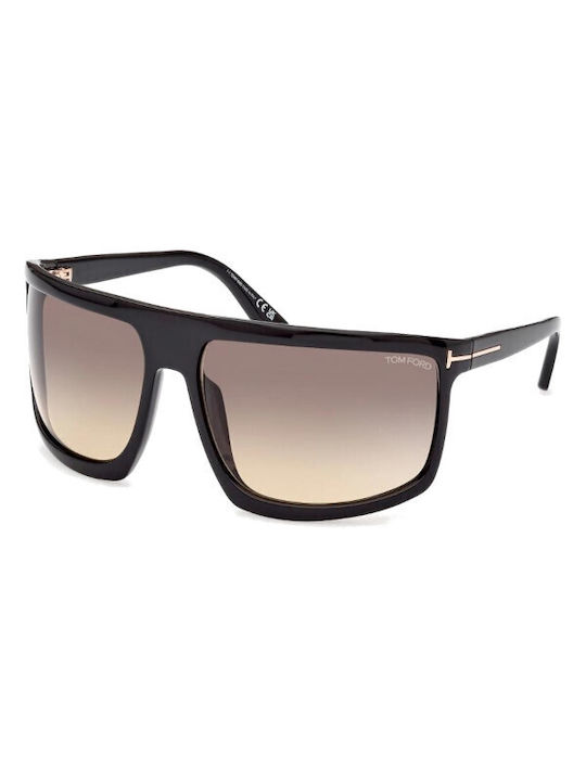 Tom Ford Мъжки Слънчеви очила с Черно Пластмасов Рамка и Кафяв Слънчеви очила Леща FT1066 01B