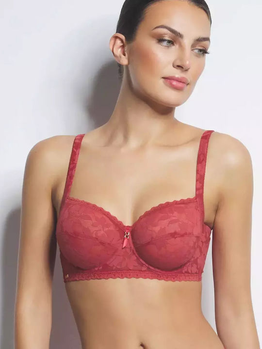 Bra without Padding Underwire Red