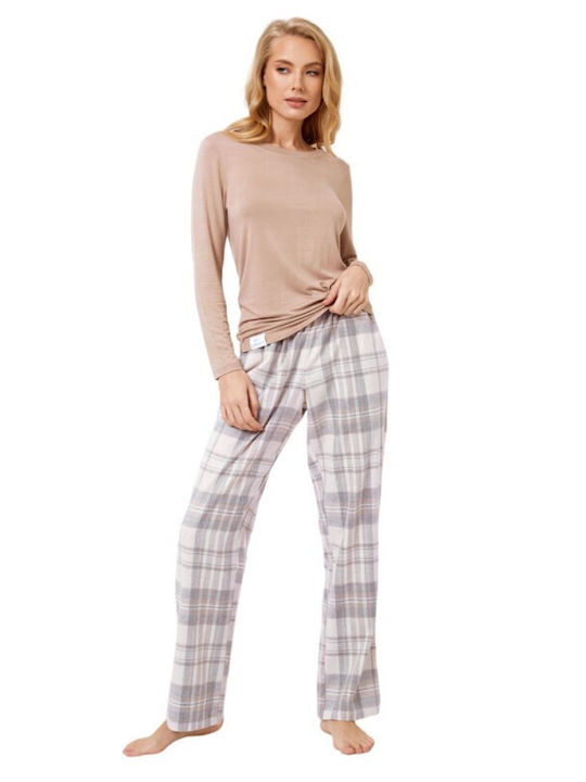 Aruelle Winter Damen Pyjama-Set Beige Adriane