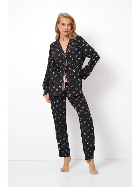 Aruelle Winter Damen Pyjama-Set Schwarz Dayla