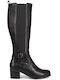 Migato Synthetic Leather Medium Heel Women's Boots with Zipper Black