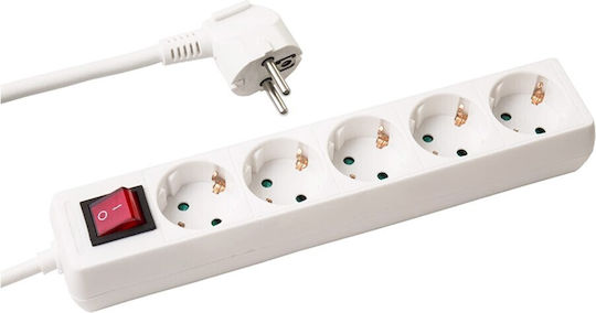 Extrastar Power Strip 5 Prize cu întrerupător și Cablu 1.5m White