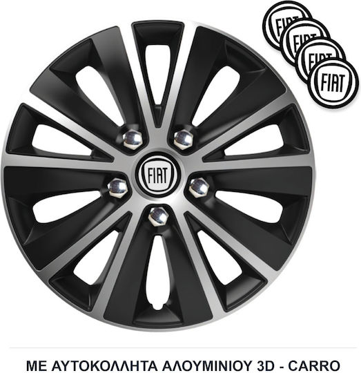 Versaco Set Capace De Roți Auto Rapide Nc Compatibilitate Fiat 4 Bucăți 14 Negru