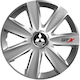 Versaco Car Hubcap Set Carbon Gtx with Mitsubishi Emblem 15" 4pcs Silver