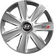 Versaco Car Hubcap Set Carbon Gtx with Hyundai Emblem 14" 4pcs Silver