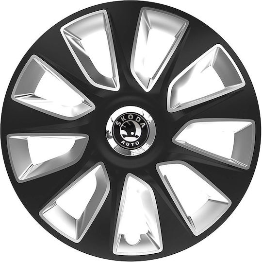 Versaco Car Hubcap Set Stratos Rc with Skoda Emblem 16" 4pcs Black
