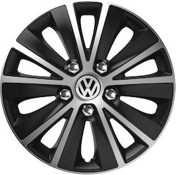 Versaco Car Hubcap Set Rapide Nc with VW Emblem 14" 4pcs Silver /Black