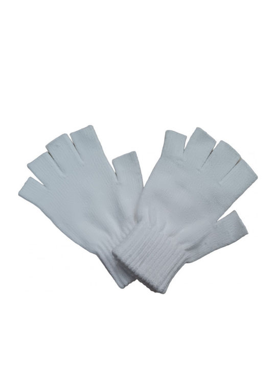 Unisex Fingerless Gloves White