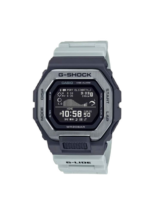 Casio G-lide Analog/Digital Watch Chronograph Battery with Gray Rubber Strap GBX-100TT-8ER