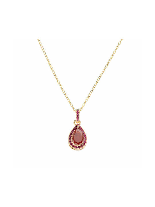 Amen Necklace from Pink Gold Plated Silver with Zircon