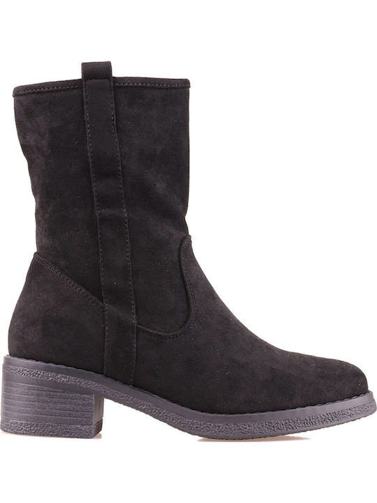 M&M Wildleder Stiefeletten Damen Schwarz