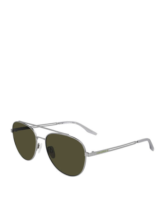 Converse Activate Unisex Sonnenbrille mit Silber Metall Gestell und Grün Linse