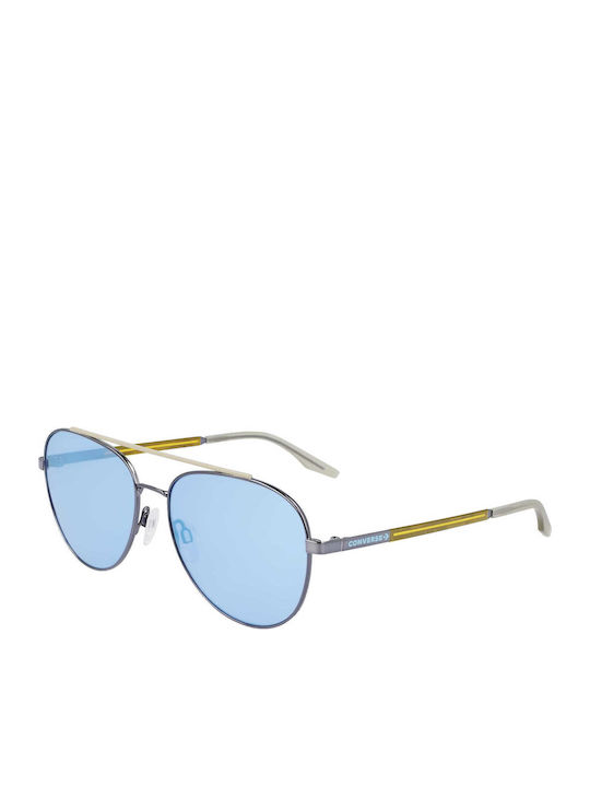 Converse Men's Sunglasses with Silver Metal Frame and Light Blue Lens CV100S