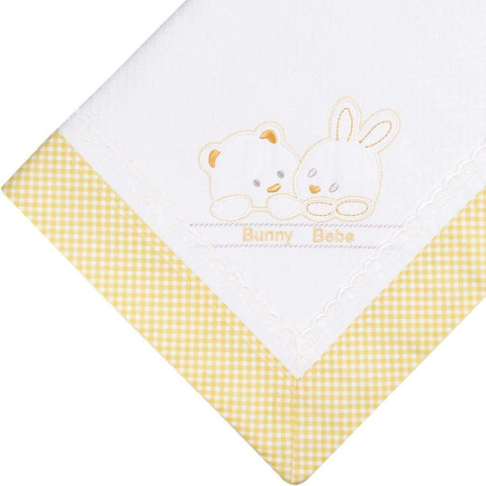 Bunny Bebe Piqué-Kuscheldecke Teddy Bears - Yellow Checkered Gelb 90x90cm.