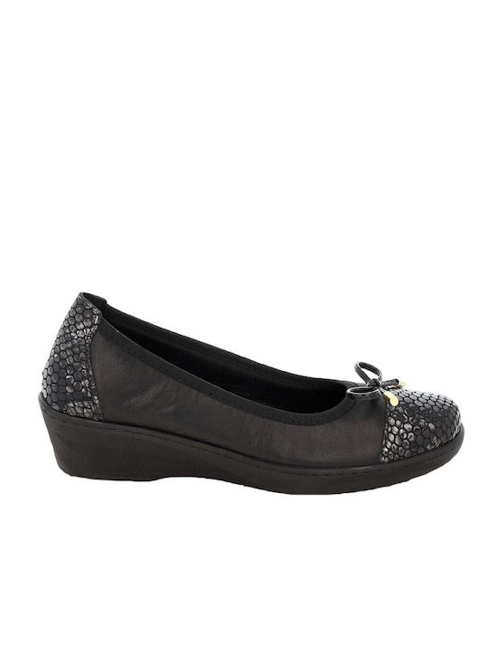 Emanuele Anatomic Leather Ballerinas Black