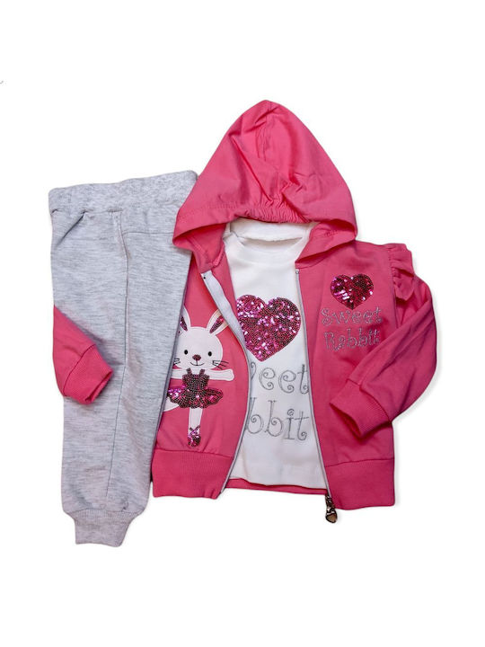 Babydom Kids Sweatpants Set Pink 2pcs