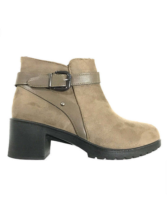 Women's Ankle Boots with Medium Heel Brown