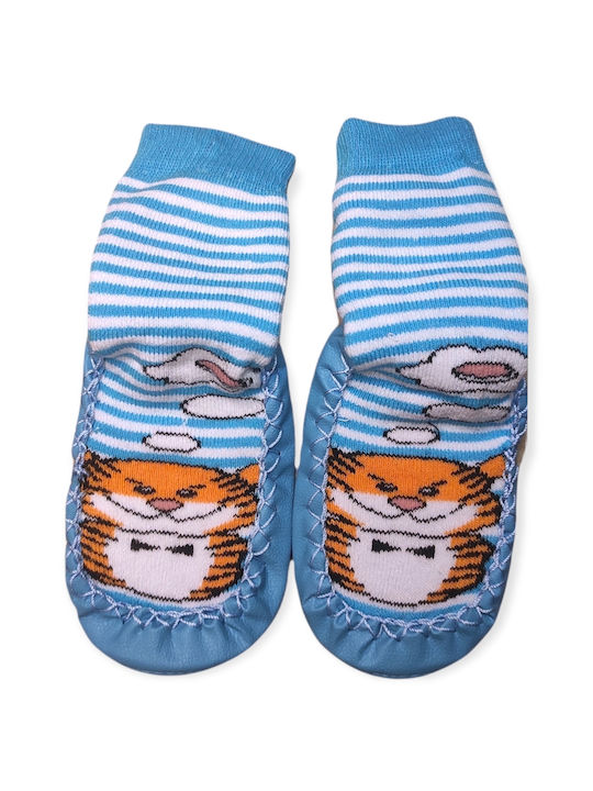 Babydom Kinderstrümpfe Hausschuh-Socken Hellblau