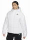 Nike Women's Short Sports Jacket for Winter with Hood White/Black