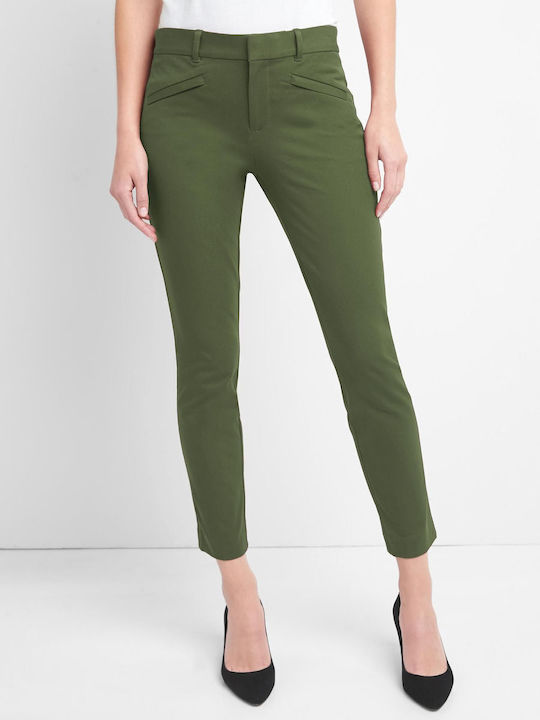 GAP Women's Cotton Trousers in Skinny Fit Green