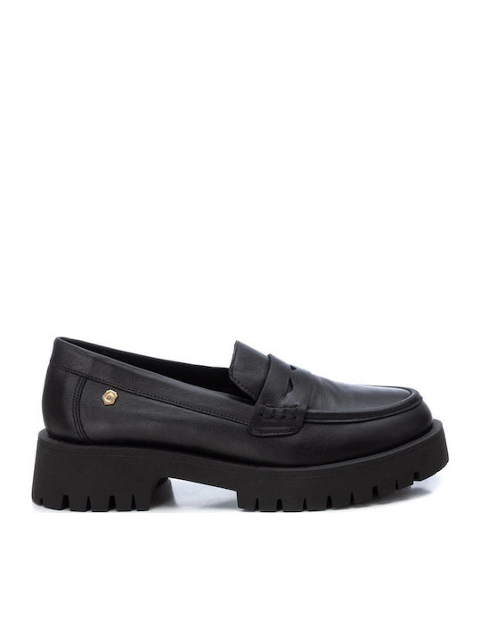 Leather Women's Moccasins in Black Color
