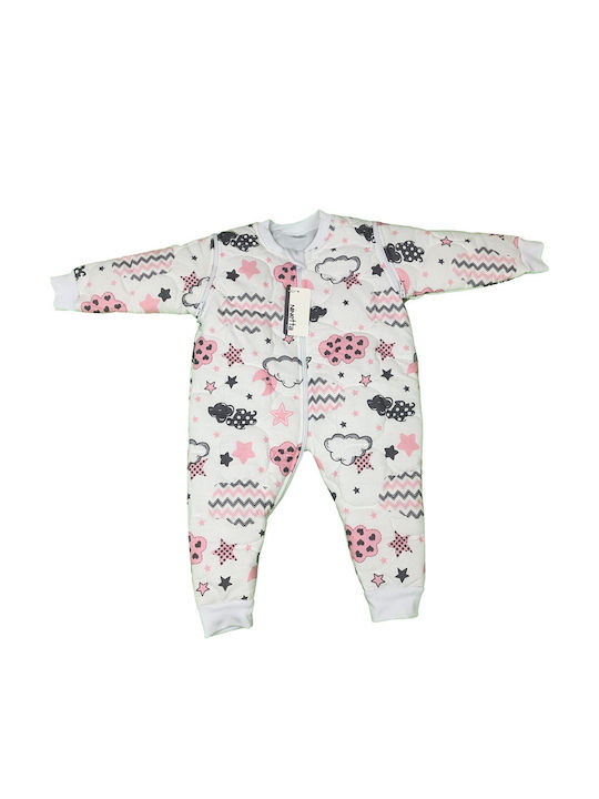 Ninetta Bebe Winter Schlafsack mit Füßen Wolken 2.5 Tog Rosa mit abnehmbaren Ärmeln
