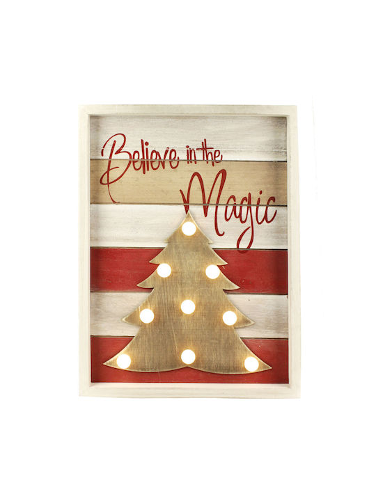 TnS Illuminated Christmas Wooden Figure Frame Beige Frame Beige Height 35.5cm Tree