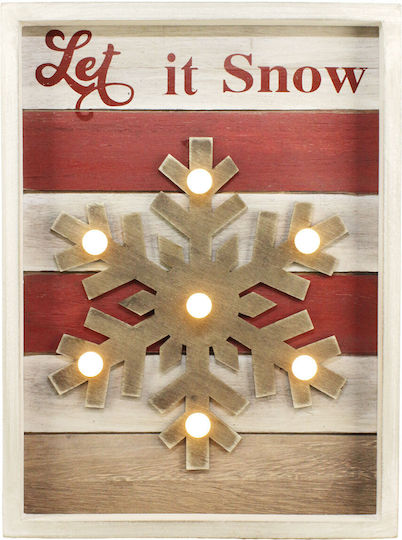 TnS Beleuchtet Weihnachtliche Holz Figur Rahmen Beige Rahmen Beige Höhe 35.5cm Schneeflocke