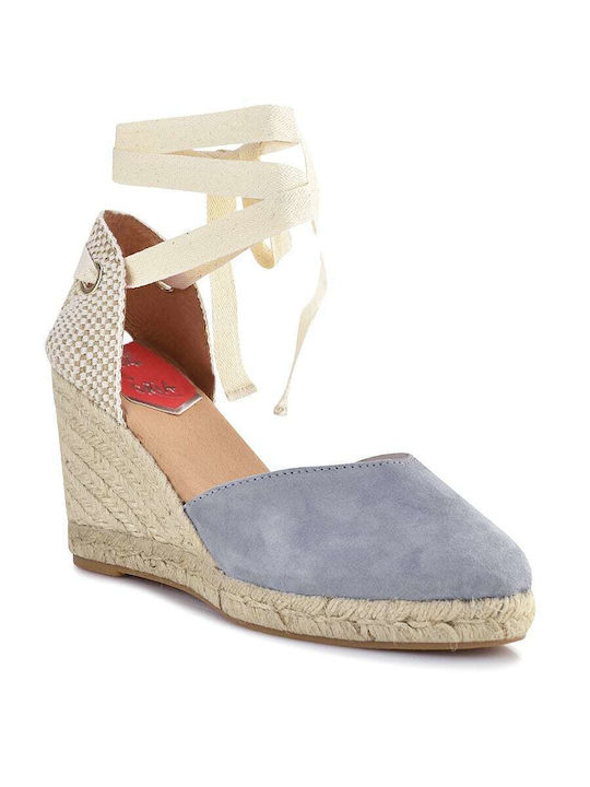 Victoria Women's Leather Platform Espadrilles Gray