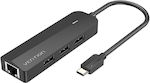 Vention USB 2.0 Hub 3 Porturi cu conexiune USB-C Black