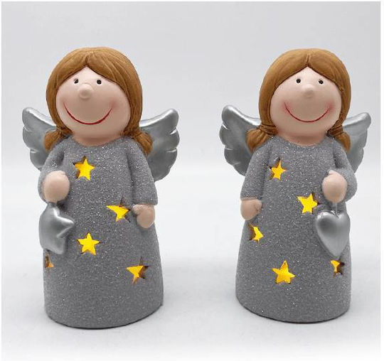 +Efo Christmas Ceramic Silver Battery Lantern 13.5x8.5cm 2pcs