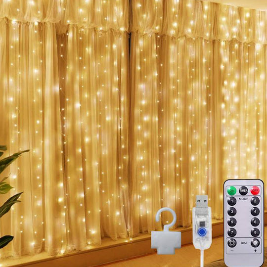 300 Lichterketten LED 3m. x 300cm Warmes Weiß Typ Vorhang 1Stück