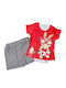 Babydom Set Babystrampler Kurzärmelig mit Shorts Rot 2Stück