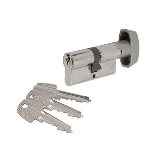 Assa Abloy Цилиндър за ключалка 65мм с дръжка Сребрист