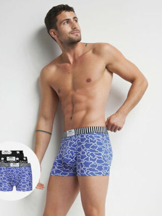 Dim Ανδρικά Μποξεράκια Μπλε με Σχέδια 3Pack