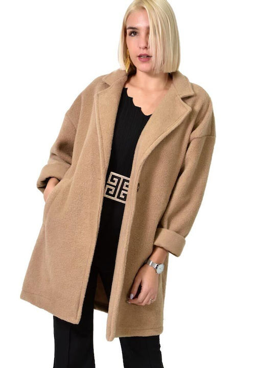 Potre Women's Midi Coat with Buttons beige