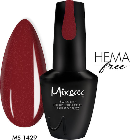 Mixcoco Semipermanent Lac de Unghii cinnamon red cu Glitter 15ml 1buc