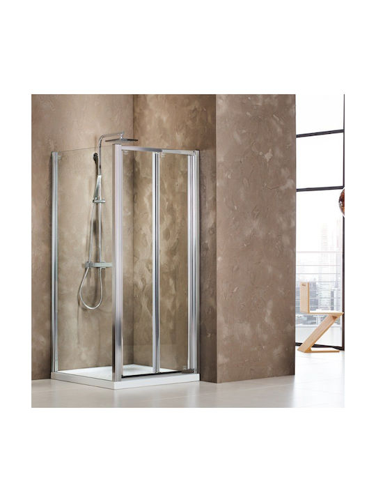 Devon Διαχωριστικό Ντουζιέρας με Πτυσσόμενη Πόρτα 79.5-82.5x185cm Clean Glass Chrome