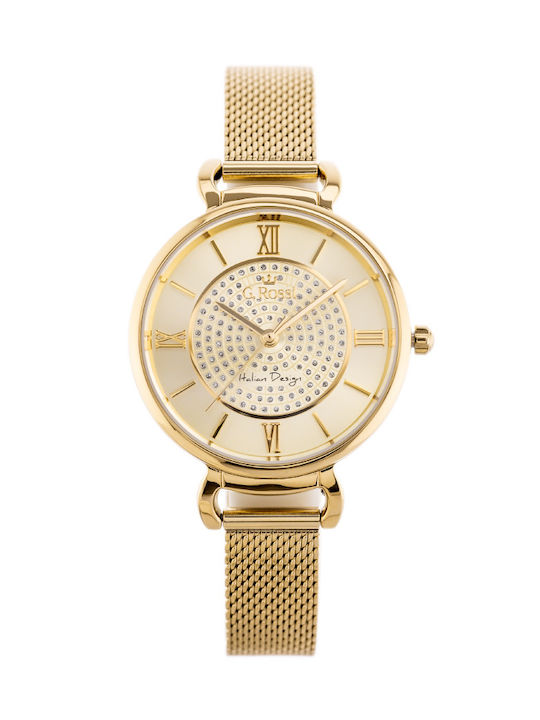 G.Rossi Watch Battery with Gold Metal Bracelet