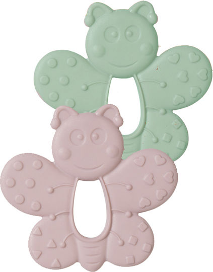 Saro Little Butterflies Beißring Zahnen Linderung aus Silikon für 6 m+ Rosa/Minze