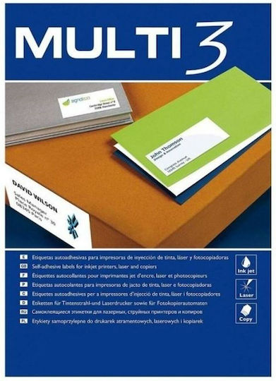 Multi 3 Self-Adhesive Rectangular A4 Labels 70x25.4mm