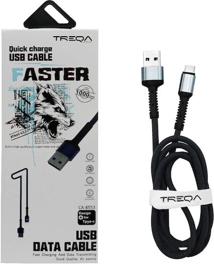 Treqa Ca-8553 Braided USB 3.1 Cable USB-C male - USB-A Silver 1m (CA-8553)