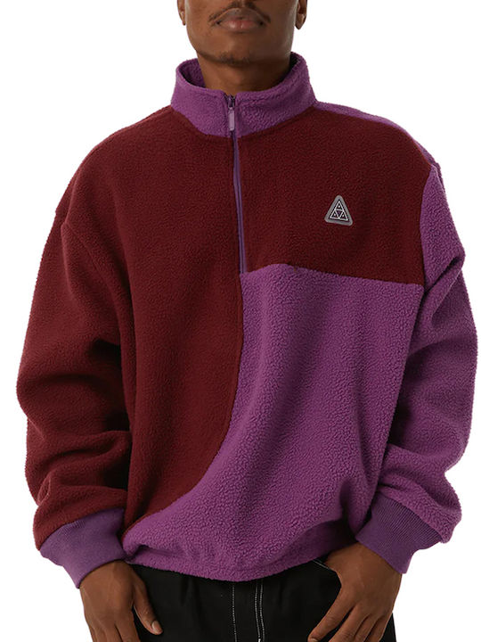 HUF Men's Sweatshirt Jacket Berry