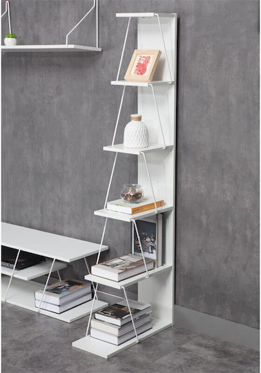 Mini Bücherregal Tars Weiß 50x22x150cm