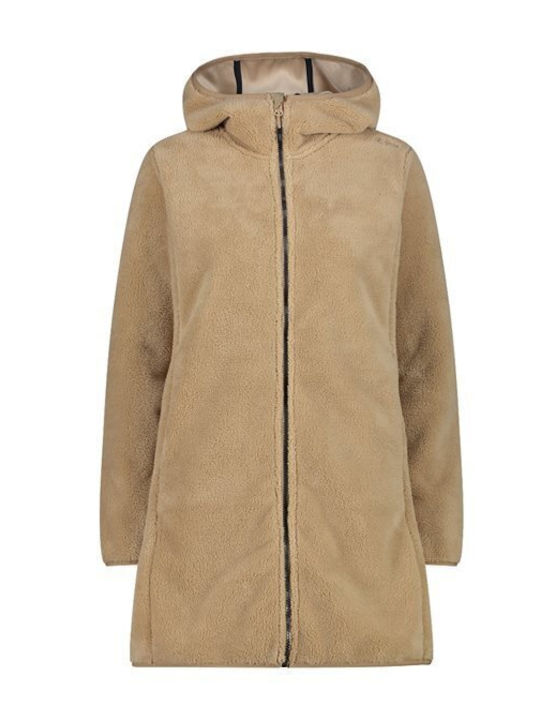Women's Short Parka Jacket for Winter Beige