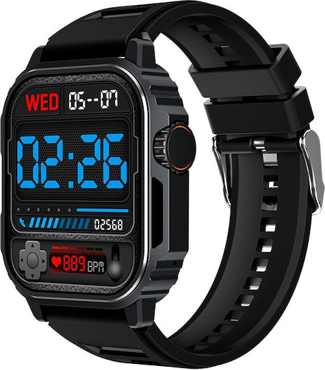 Aoke TW11 Smartwatch με Παλμογράφο (Μαύρη Κάσα / Μαύρο Λουρί Σιλικόνης)