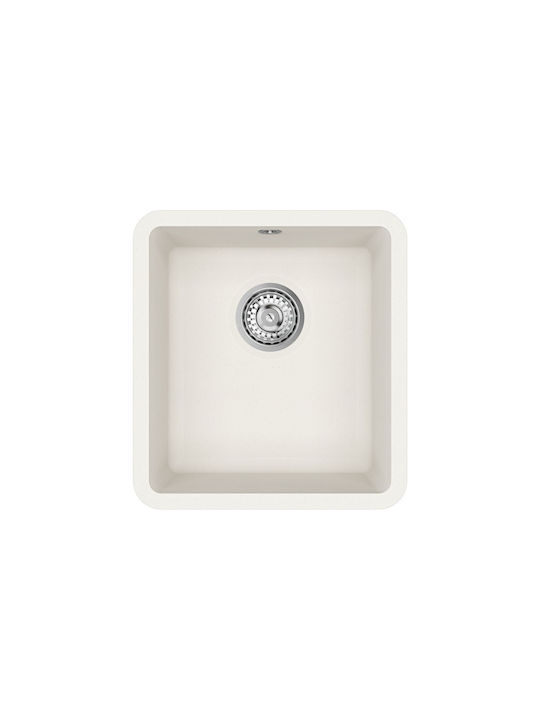Helika Arca SQA101 Unterbau Küchenspüle aus Flüssigem Granit M42xP46cm Weiß