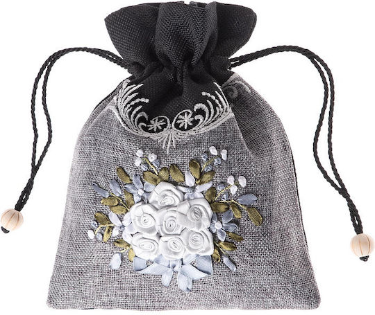 Silk Fashion Fabric Pouch for Gift Black 20x24cm.